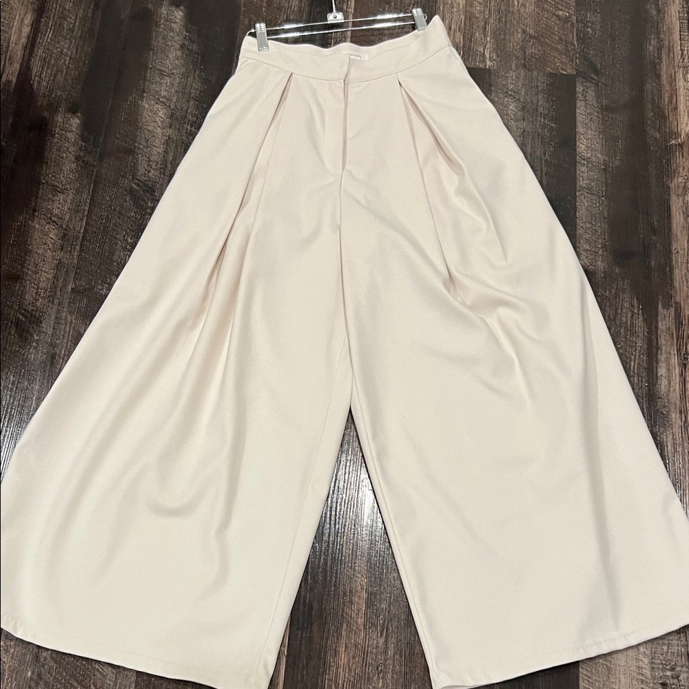 New Elegant Cream Wide-Leg Pants